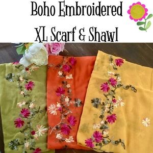 🌸 Boho Embroidered Large Scarf